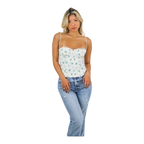 WEWOREWHAT Revolve White Floral Underwire Corset Size 12 NWT - Picture 2 of 8